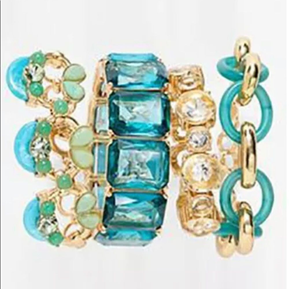 *Lee Angel* Signature Mixed Media Link Bracelet NWT Teal Aqua